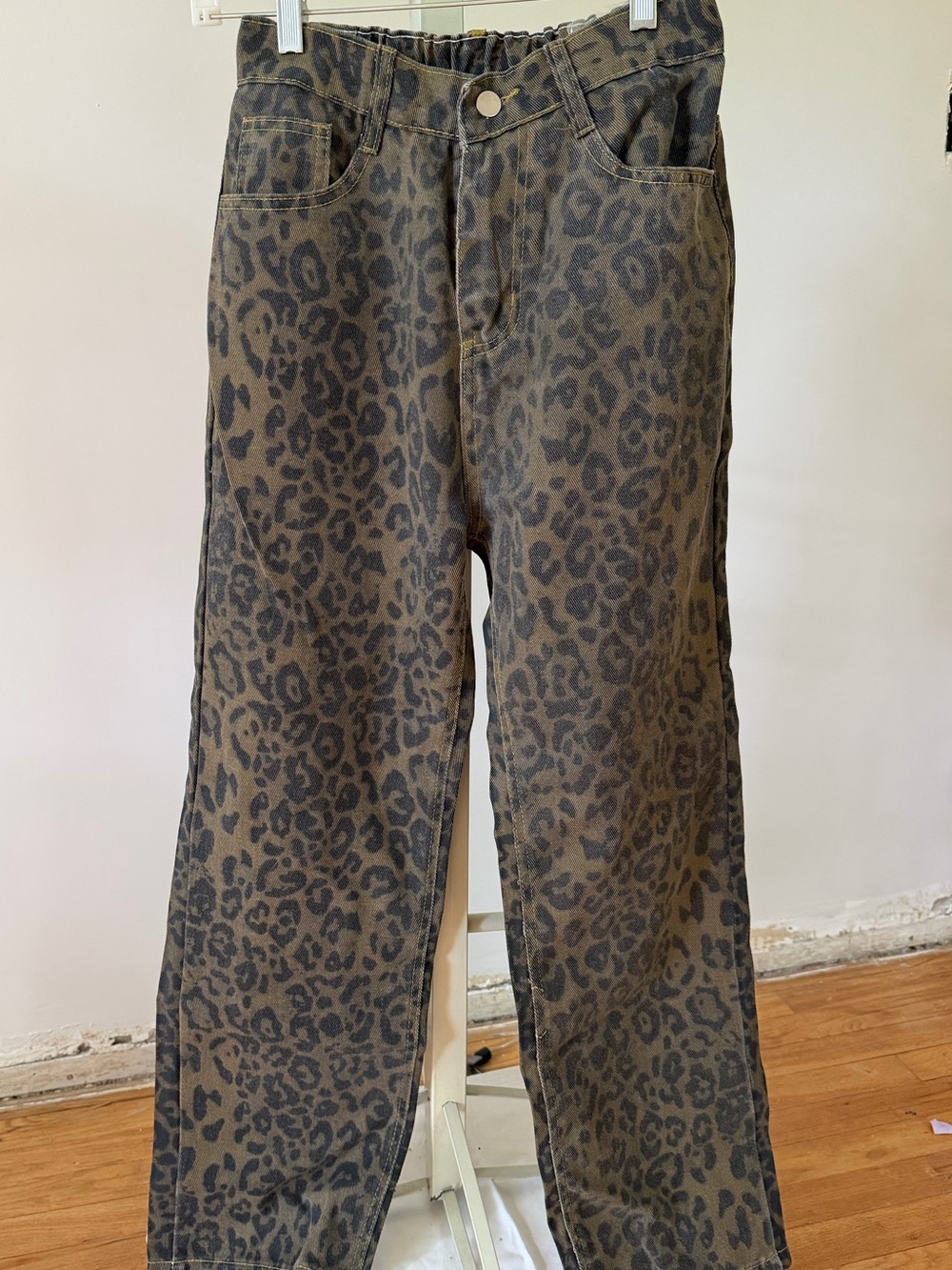 Leopard Print High-Waist Jeans - Brown & Black